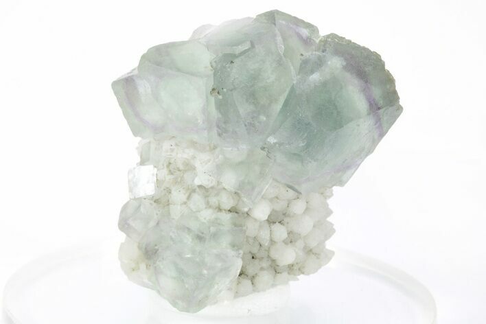 Green-Purple, Cubic Fluorite Crystals on Quartz - Inner Mongolia #216786